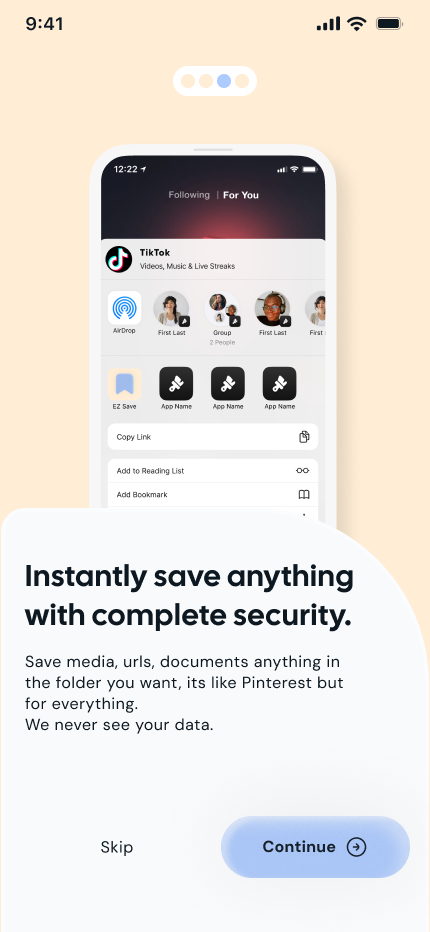 EZ Save onboarding screen
